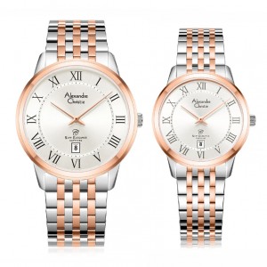 Alexandre Christie AC 8709 Silver Rosegold White Roman Couple